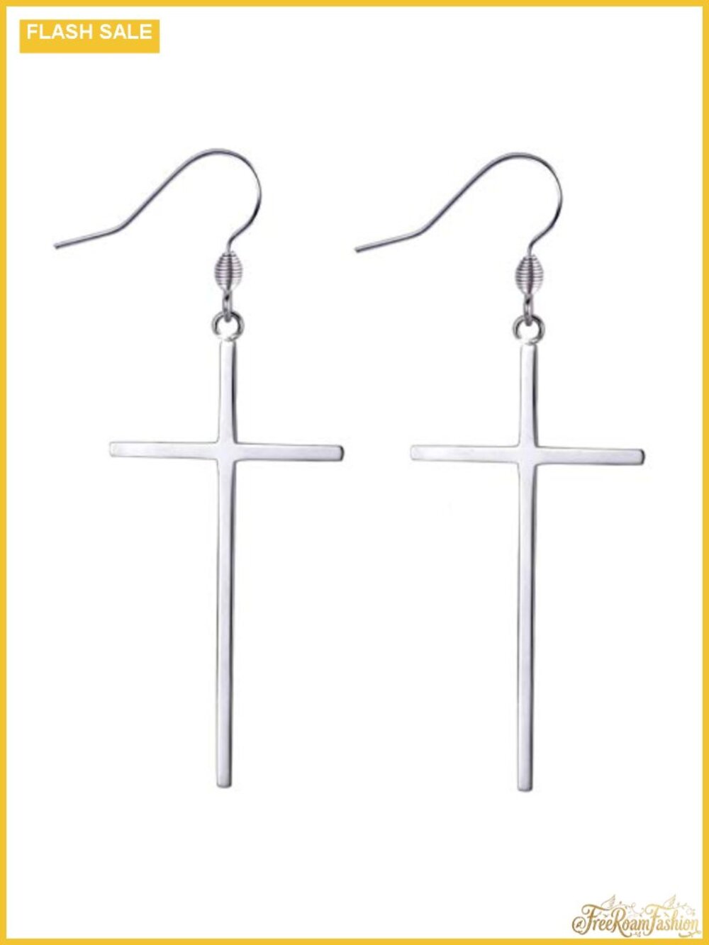 Stainless Steel Cross Dangle Earrings Hypoallergenic Long Drop Minimalist